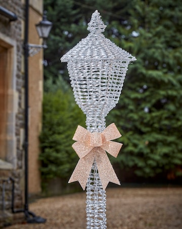 Three Kings GlitterTwist Silver Indoor and Outdoor Lamp Post Light 150cm