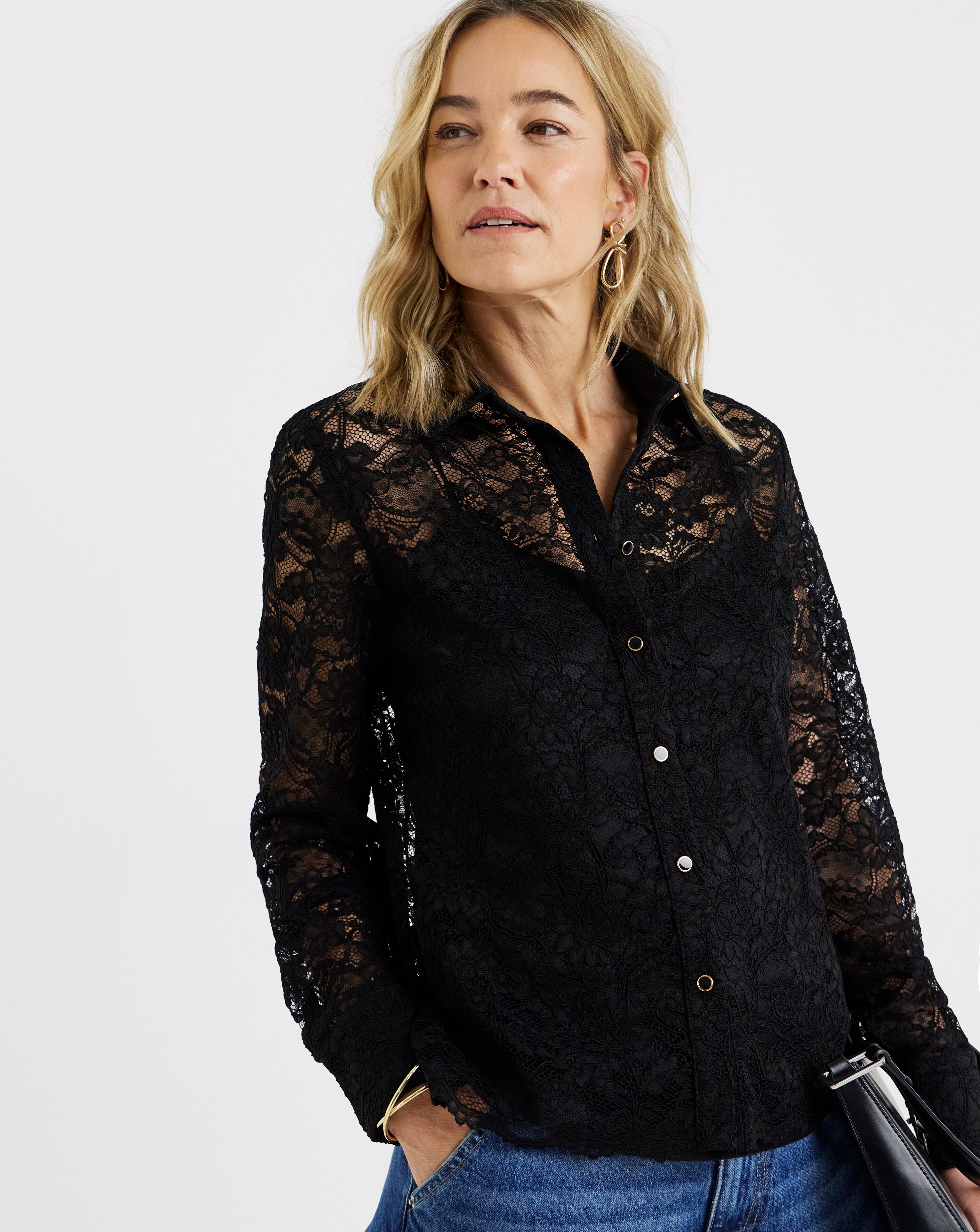 Lace Scallop Hem Shirt | JD Williams