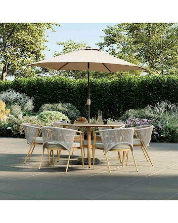 Charles Bentley Rope Weave 6 Seater Dining Set