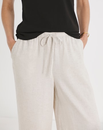 Stone Linen Mix Wide Leg Trouser