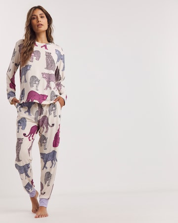 Chelsea Peers Jersey Leopard Print Crew Pyjama Set