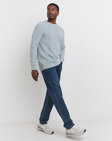 Blue Twisted Knit Crew Neck Jumper