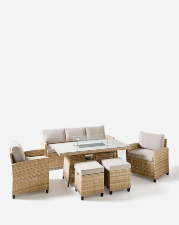 Valencia Lounge Dining Set With Firepit Table