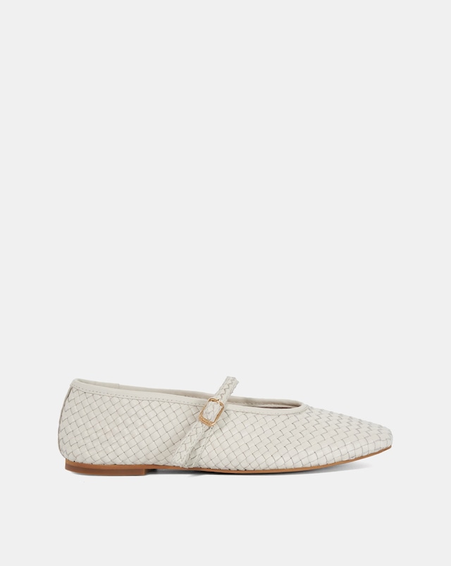 Dune Ecru Headliner Woven Mary Jane Ballet Shoes - Standard Fit