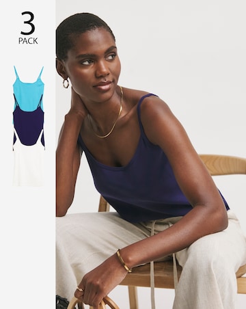 Turquoise, White & Blue 3 Pack Cami Vest