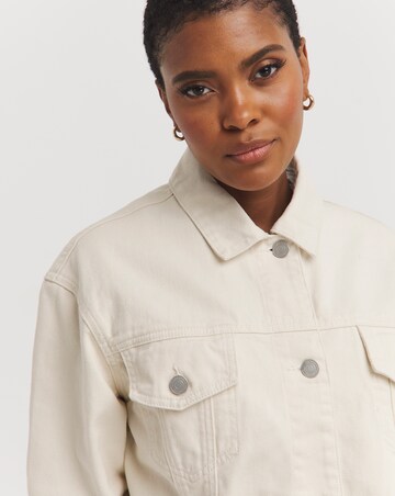 Ecru Cropped Denim Jacket