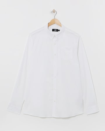 White Long Sleeve Button Down Poplin Shirt