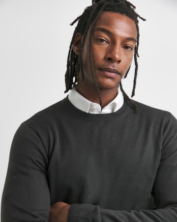 Crew Neck Charcoal Acrylic Knitted Jumper