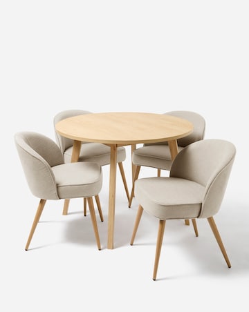 Oslo Round Dining Table with 4 Emilie Fabric Chairs