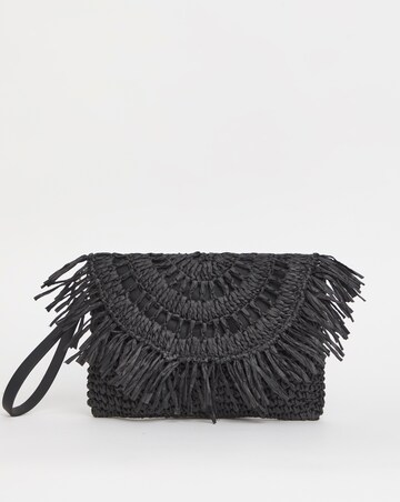 Fringe Raffia Oversized Clutch Bag