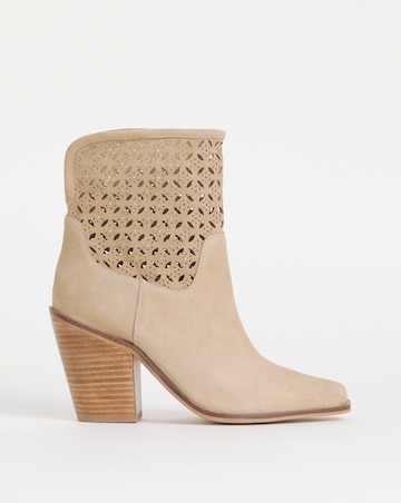 Joe Browns Natural Laser Cut Suede Cowboy Boot -Wide Fit (E)