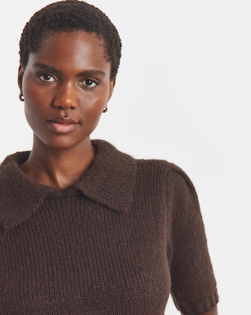 Chocolate Fluffy Collar Jumper