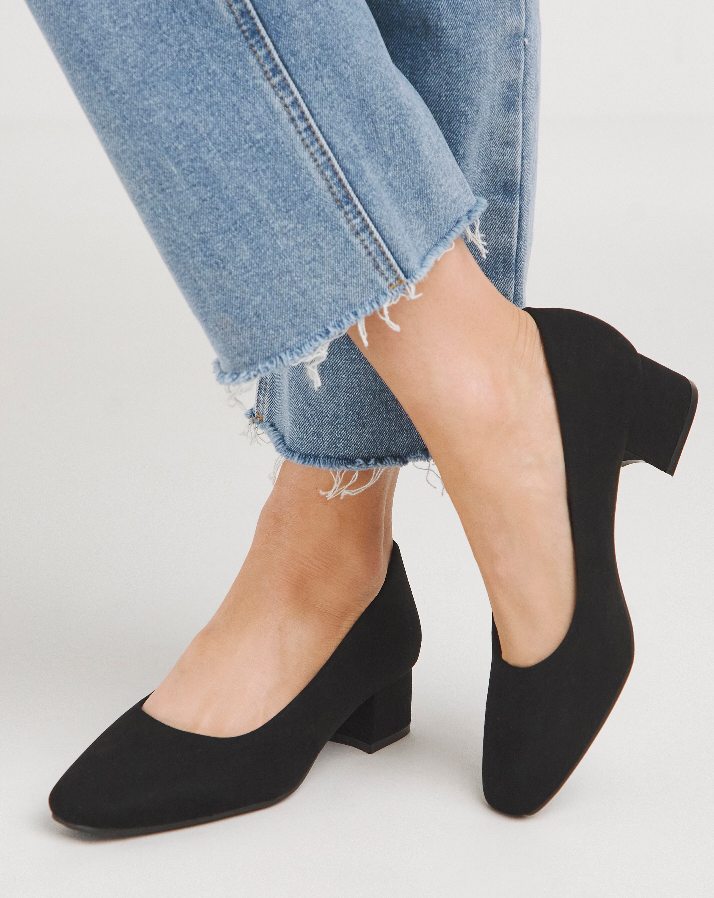 Orlia Flexi Sole Block Heel Court Shoes - Wide Fit (E)