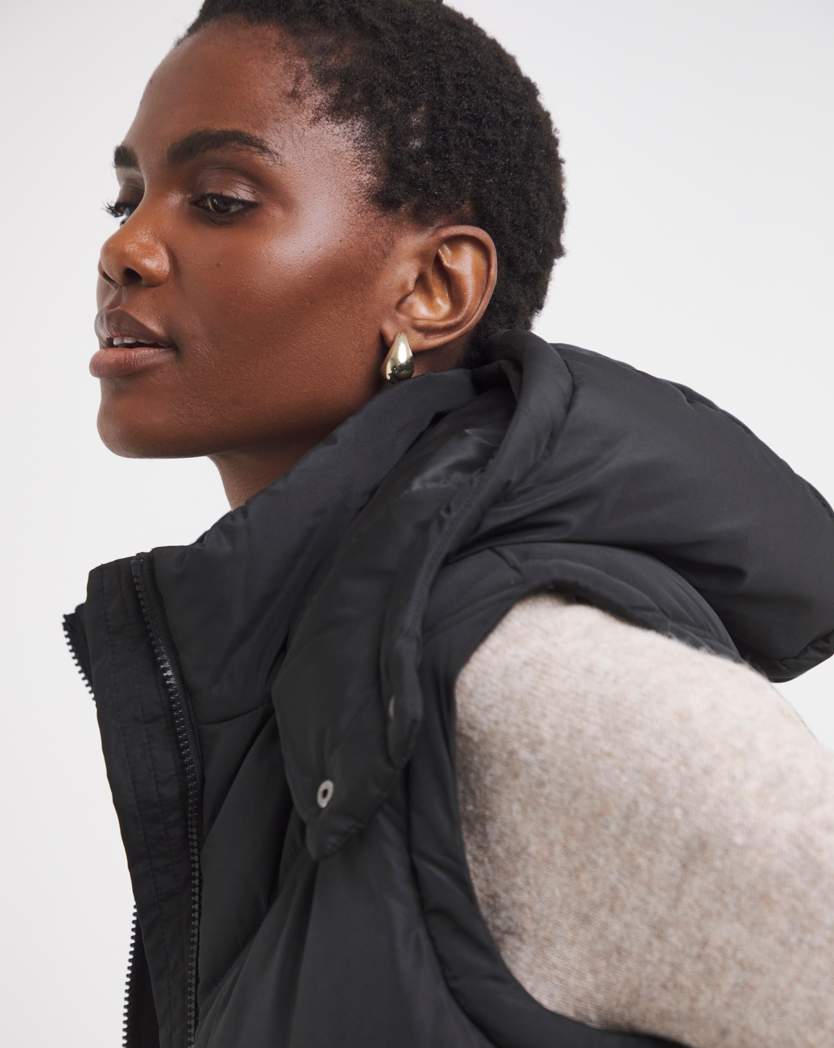 Black Longline Padded Gilet | JD Williams