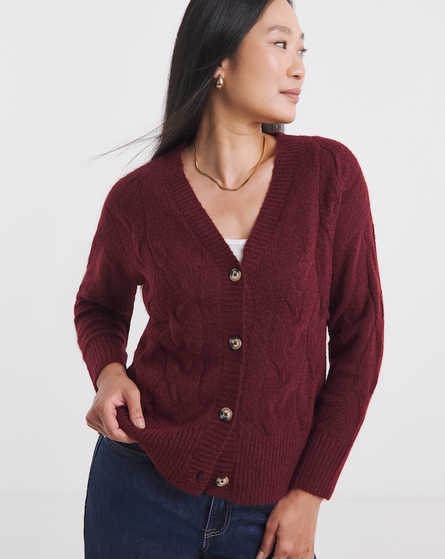 Cosy Yarn Wine Cable Cardigan