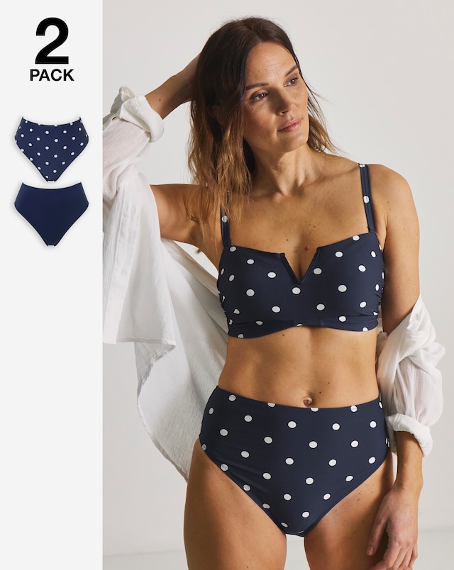 MAGISCULPT 2 Pack Bikini Bottoms Navy/Spot