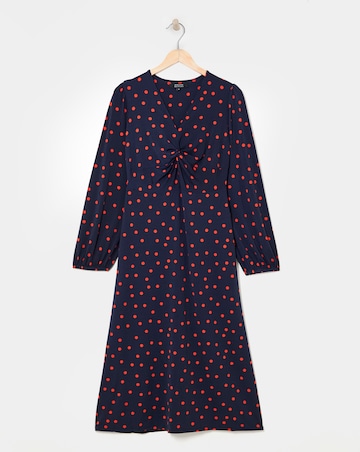 Jersey Twist Knot V-Neck Midi Tea Dress