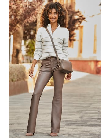 Sosandar Stripe Zip Collar Jumper