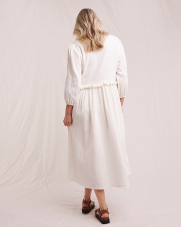 Julipa Embroidered Pure Cotton Textured Midi Dress