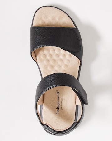 Cushion Walk Black Touch and Close Sandal Wide Fit (E)