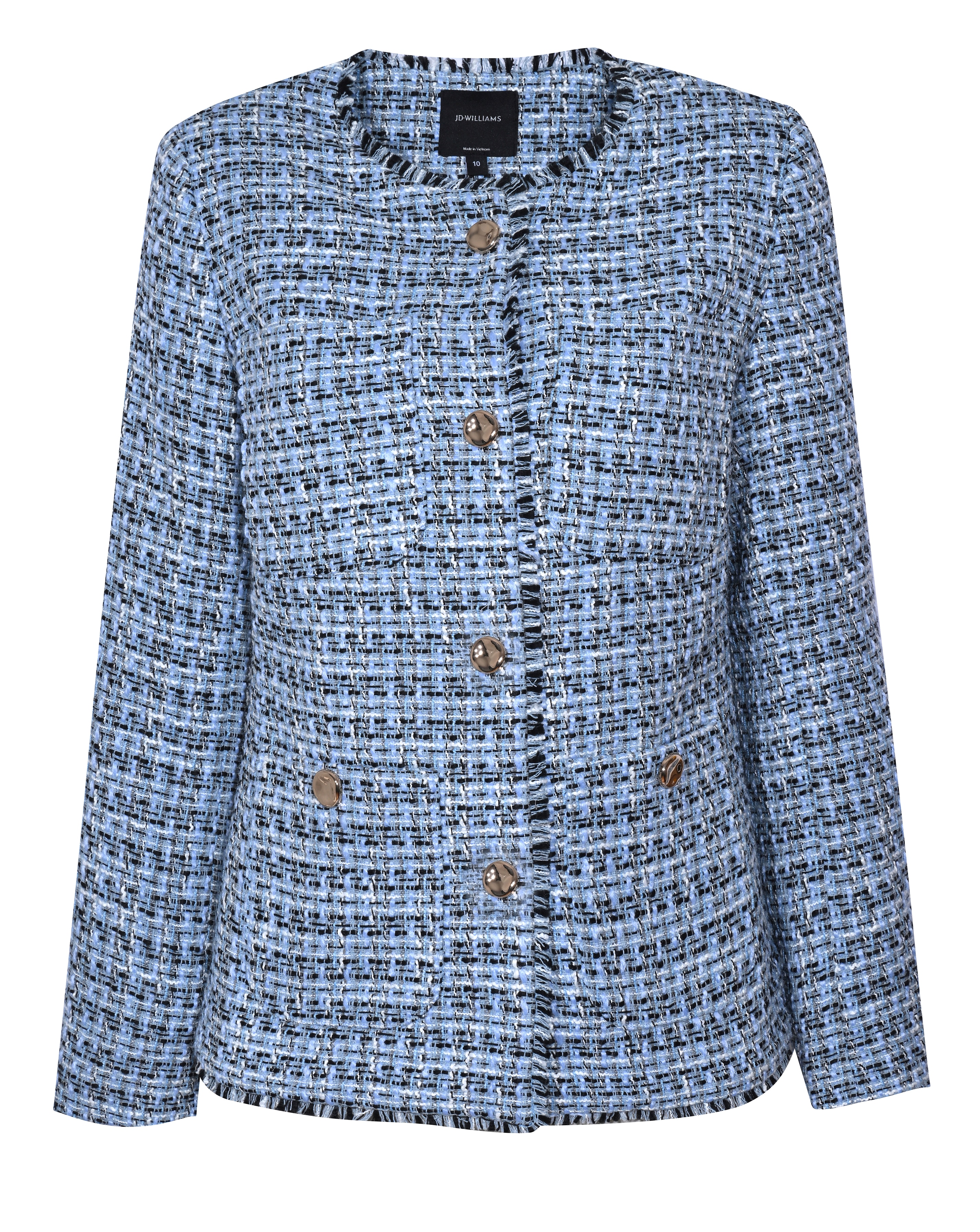 ジャケット・アウター bluelea Double button tweed jacket Blue Boucle Jacket | JD Williams