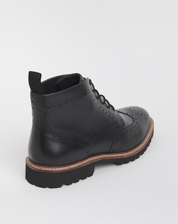 Brogue Leather Lace Up Boot Wide
