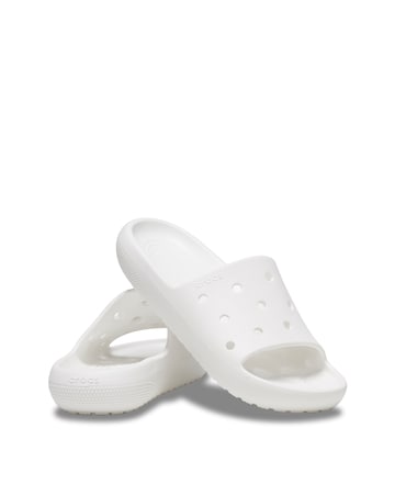 Crocs White Classic Slider Sandals -Standard Fit (D)