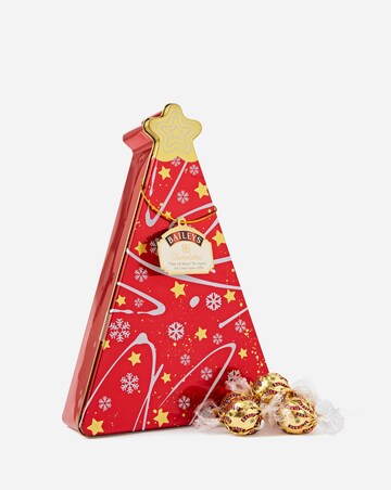 Baileys truffles in Christmas tree tin