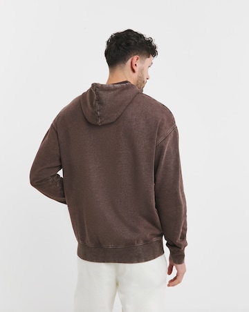 Garment Dyed Relaxed Fit Overhead Hoodie- Chocolate