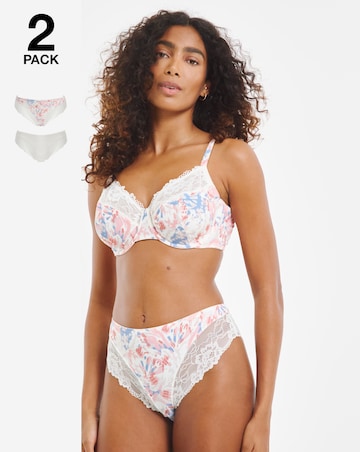 Pretty Secrets (2 Pack) Adrianne Midi Brief Knickers Floral