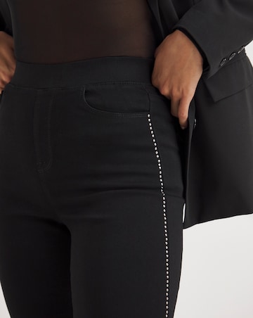 Black Embellished Side Slim Jegging