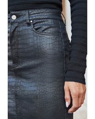 Sosandar Coated Croc Skirt