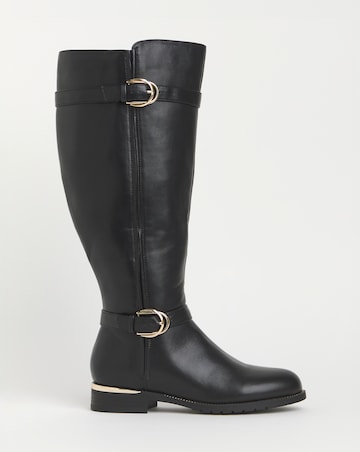 Heavenly Soles Cameron Knee High Buckle Boots - Wide Fit (E) & Super Curvy Calf