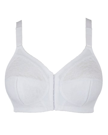 Pretty Secrets Dotty Front Fastening White Midi Bra (B-DD) White