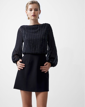 French Connection Effy Sequin Long Sleeve Slash Neck Dress