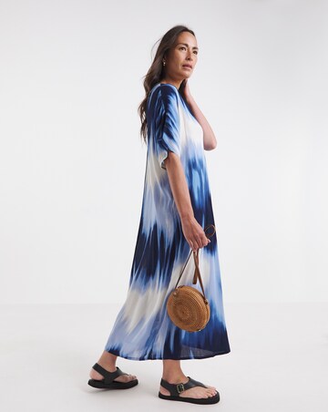 Textured Crinkle Overhead Midi Kaftan Dress