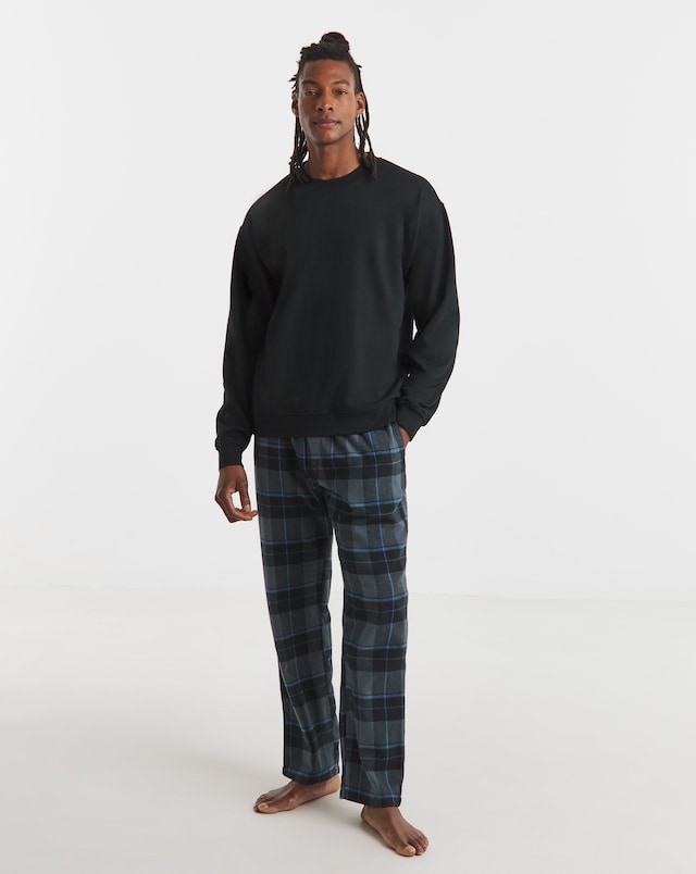 Crew Sweatshirt and Check Bottom Lounge Set