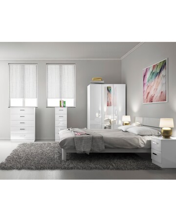 Kendal Ready Assembled High Gloss 2 Drawer Bedside Table