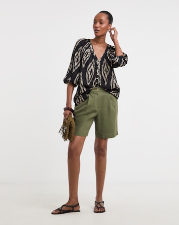 Collarless Button Through Blouse