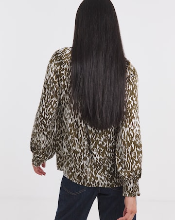 Printed Satin Raglan Sleeve Blouse