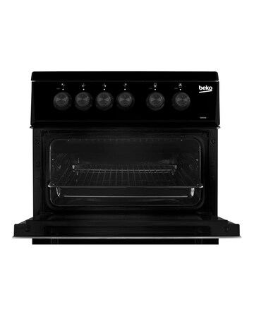 Beko 50cm Electric Double Cavity Cooker Solid Plate Black, KD533AK