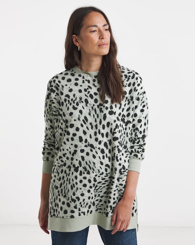Side Zip Longline Sweatshirt