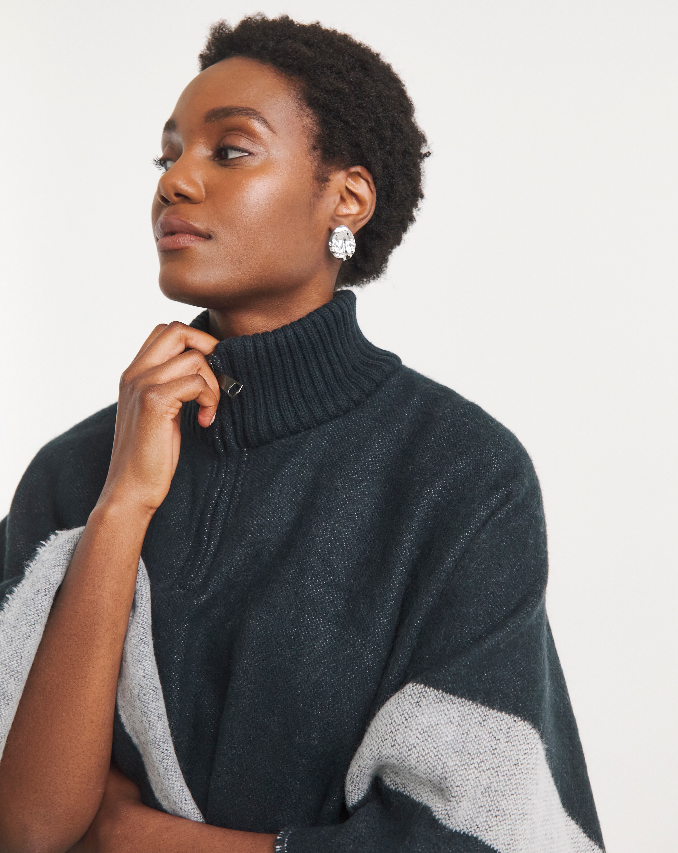 Funnel Neck Zip Up Poncho | JD Williams