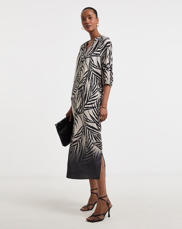 Printed Textured Fabric Kaftan Dress