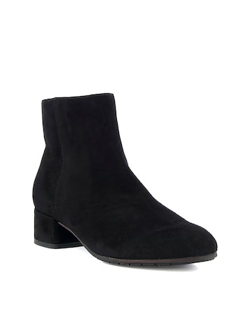 Dune Pippie Black Suede Low-Heel Ankle Boots Wide Fit