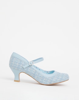 Joe Browns Blue Heeled Tweed Mary Jane -Wide Fit (E)