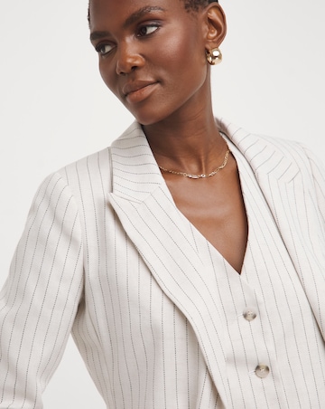 Pinstripe Linen Single Breasted Blazer