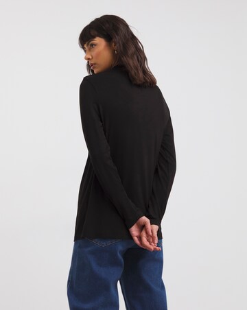 Black High Neck Long Sleeve Cut Out Detail Top
