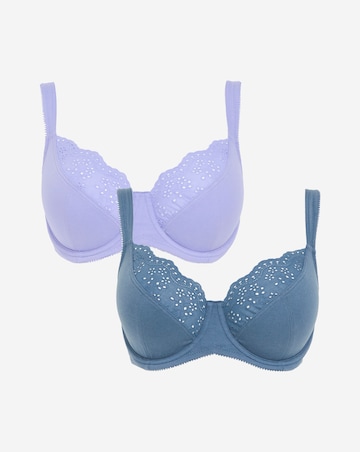 Pretty Secrets (2 Pack) New Jane Full Cup Wired Bras (D-K) Denim/Lilac