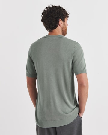 Folio Green Open Neck Knitted Polo